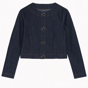 Derek Lam Midnight Blue Cropped Jean Jacket
